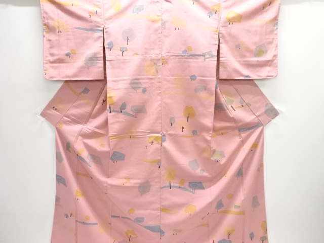 JAPANESE KIMONO / UNUSED ABSTRACT TREE PATTERN TSUKESAGE KOMON